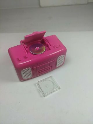 Vtg 90s Mattel Barbie Boombox Cd Player Cd Case Hot Pink