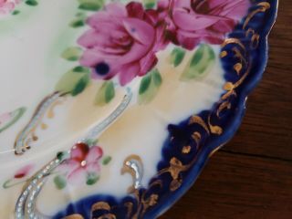 Vintage Hand Painted Rose Floral Plate 8 3/4 inches 3