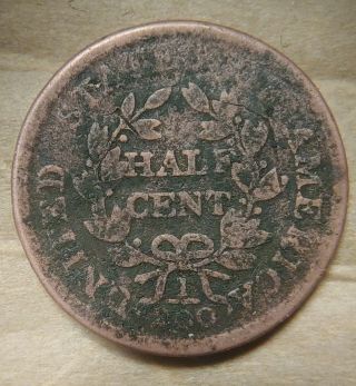 1804 Draped Bust Half Cent.  Plain 4 With Stems.