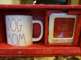 Rae Dunn " Dog Mom Mug And Ornament Set Red Ll