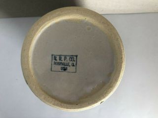 Vintage RRP Co Roseville Ohio Pottery Crock 2 Tone Brown & Tan Utensil holder 3