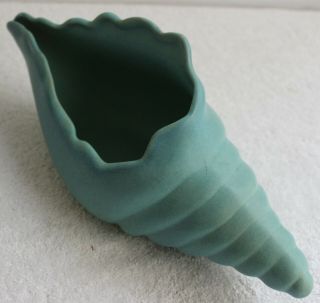 Vintage Van Briggle Colorado Spring Conch Shell Planter Vase Turquoise Pottery