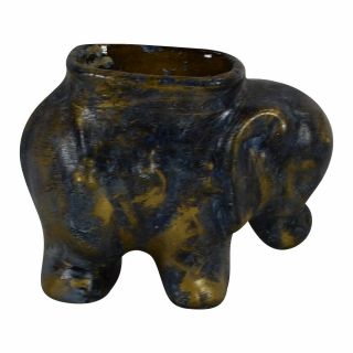Van Briggle Pottery 1955 - 68 Gold And Blue Glaze Elephant Figural Planter
