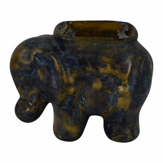 Van Briggle Pottery 1955 - 68 Gold And Blue Glaze Elephant Figural Planter 3
