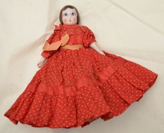 Vintage Ruth Gibbs (?) 7” China Doll Gold Shoes