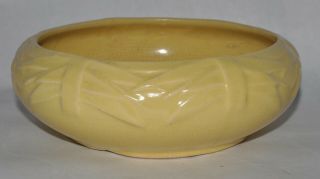 Vintage Mccoy Pottery Yellow Bamboo Palm Leaf Large Bulb Planter Bowl