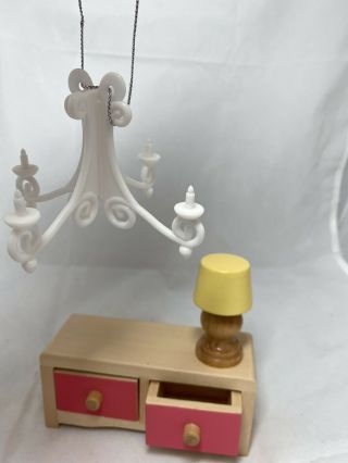 Dollhouse Furniture Barbie Sized Living Room Table Lamp Chandelier