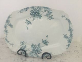 Antique Colonial Pottery Stoke England Teal Transferare Platter " Clifford "