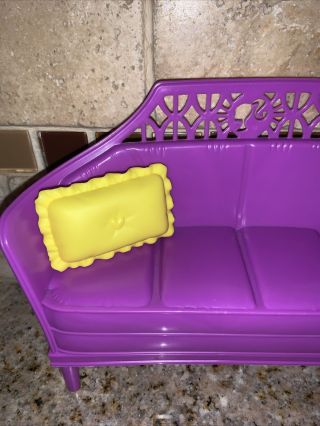Barbie Doll Long Purple Sofa Couch With YELLOW PILLOW 0142 2