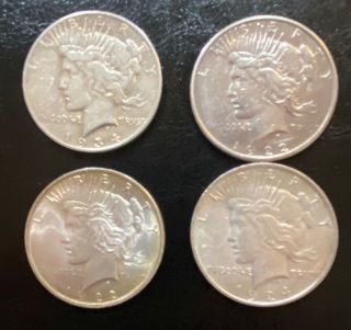 4 Peace Silver Dollars 1934s 1922s 1922 1924