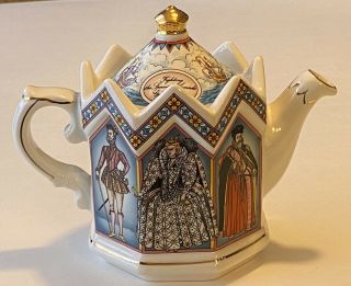 Vintage Sadler England Queen Elizabeth I - Fighting Spanish Armada Teapot 4442