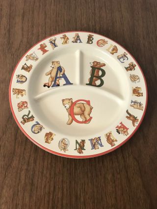 2 Tiffany & Co Alphabet Bears Plates,  Abc Porcelain Divided Plate,  Japan 1994.