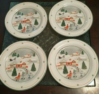 Sango Silent Night 7 1/2 " Christmas Dessert Plates Set Of 4 Joan Luntz 3900 Rare
