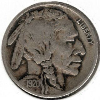 1920 S Indian Head (buffalo) 5 Cent Nickel - Choice Vf
