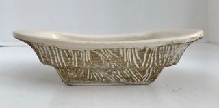 Vintage Mccoy Usa Pottery Tonecraft Pattern White And Gold 7 1/4 " Planter