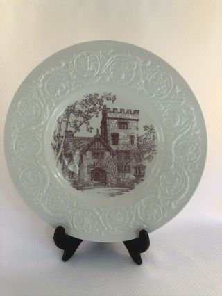 Wedgwood Stan Hywet Hall Gardens Akron Ohio Mulberry & Ivory Dinner Plate 10.  5 "