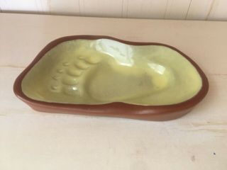 Pigeon Forge Pottery Tn Bear Paw Foot Print Yellow And Red Clay Trinket/ashtray