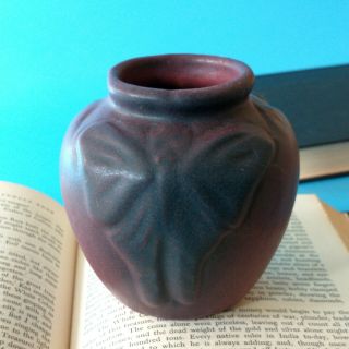 Vintage American Pottery Anna Van Briggle Art Vase Mulberry Butterfly Matte Usa