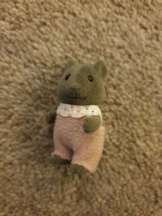 Sylvanian Families Tomy Vintage Thistlethorn Grey Mice Mouse Baby Girl Heather