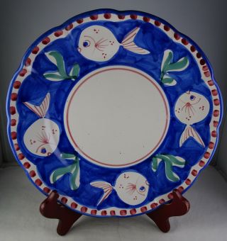 Vietri Italian Art Pottery Plate Hand Painted Fish Design