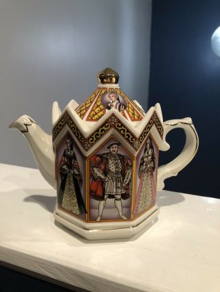 Vintage Sadler Teapot King Henry Viii And His Six Wives 16oz Two Cup 6” Tall