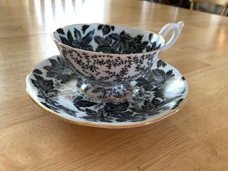 Vintage Black & White Coalport Bone China England Tea Cup