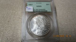 1887 - P,  Morgan Dollar.  Pcgs,  Ms 65 - A Fabulous Example Of This Higher Grade