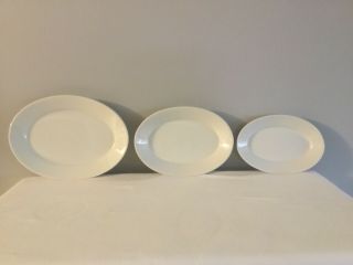 3 Homer Laughlin White Oval Relish/serving Platters,  3 Sizes