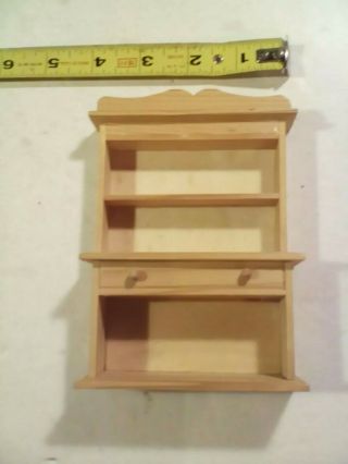 2 EHI Dollhouse Miniature Furniture Natural Unfinished Wood Hutch Curio Cabinet 3
