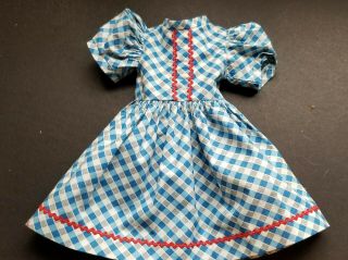 Vintage Factory Made Turquoise Plaid Doll Dress Red Trim Fits 20 22 " Dolls
