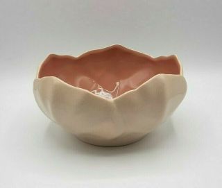 Vintage Catalina Pottery Floral Art Ware C - 33 Oatmeal Coral Bowl
