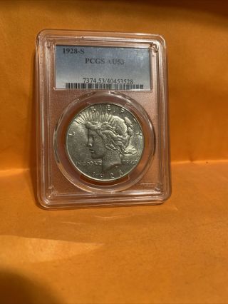 1928s Peace Dollar Graded By Pcgs As Au53not Bad
