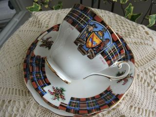Bonnie Scotland Stewart Trio Tea Cup Saucer Plate Bone China Royal Standard