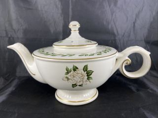 Vintage Hall China Cameo Rose Footed Teapot