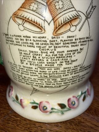 Vintage Daisy Bell Crown Devon Fielding’s Mug,  Stein,  Tankard Pottery,  Musical 3