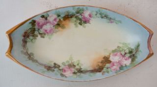 Bavaria Jhr Hutschenreuther Oval Boat Porcelain Plate/bowl Hand Painted Roses