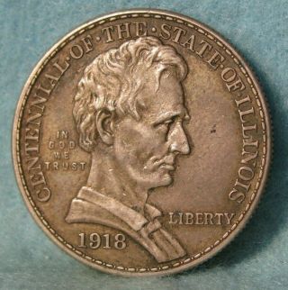 1918 Lincoln Illinois Commemorative Silver Half Dollar Sharp Us Coin