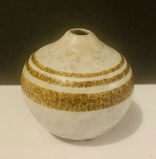 Studio Pottery Weed Pot Bud Vase Brown Stripped Vintage