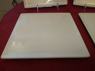 Porcelain Sur La Table Square Salad Plates 8” White Set of 4 Hand Crafted 3