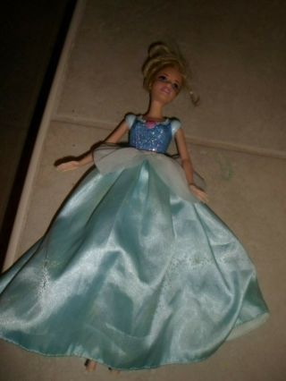 Disney Princess Cinderella Barbie Doll Molded Bodice,  Fabric Skirt 2012 Mattel