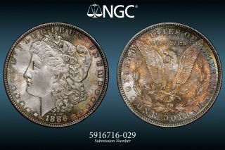 Ngc Ms - 65 1886 - P Morgan Dollar,  Beautifully Toned,  Premium Specimen.