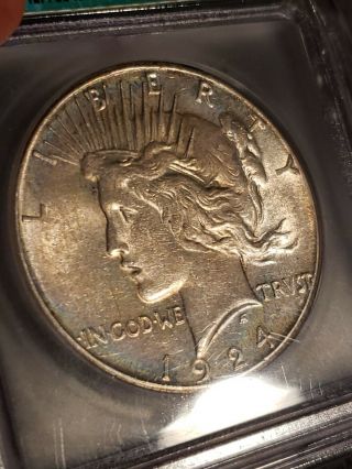 1924 S Peace Silver Dollar Icg Au 55 White Luster Big Key