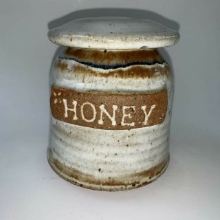 Golden Age Studio Pottery Hand Crafted Stoneware Honey Pot 4 1/2 " T X 4 1/2 " W
