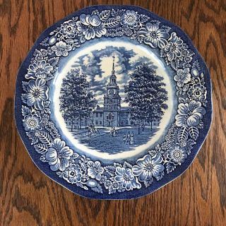 Stafforshire Liberty Blue Set Of 5 Independence Hall 9 7/8 In Dinner Plate