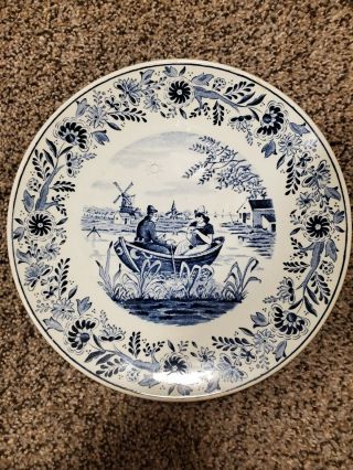 Vintage Delft Blue And White Dutch Style Plate
