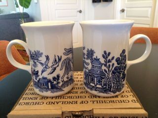 Set Of Two (2) Churchill Blue Willow Made In England