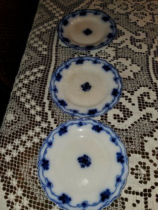 4 Antique Wh Grindley & Co England Clover Shamrock Plates Salad Flow Blue 7 "