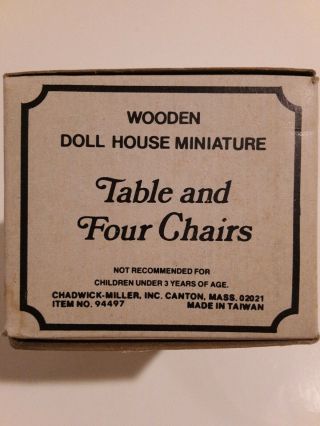 Wooden Doll House Miniature Table and 4 Chairs Box Chadwick - Miller,  Inc. 2