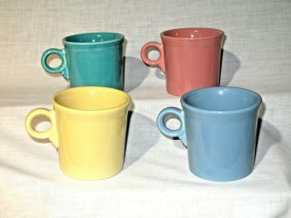 Set Of 4 Fiestaware Fiesta Coffee Mugs Cups O Ring Handles Hlc Usa Multicolors