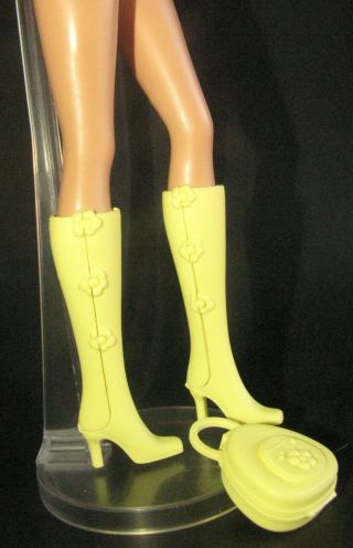 Shoes Mattel Barbie Doll My Scene Yellow Tall Boots,  Purse Set Accessory